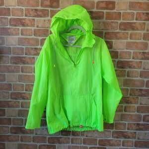 Vintage Neon Fluorescent Green  Windbreaker By Be In The Current Seen Sz Large